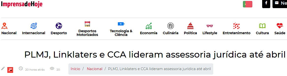 PLMJ, Linklaters e CCA lideram assessoria jurdica at abril